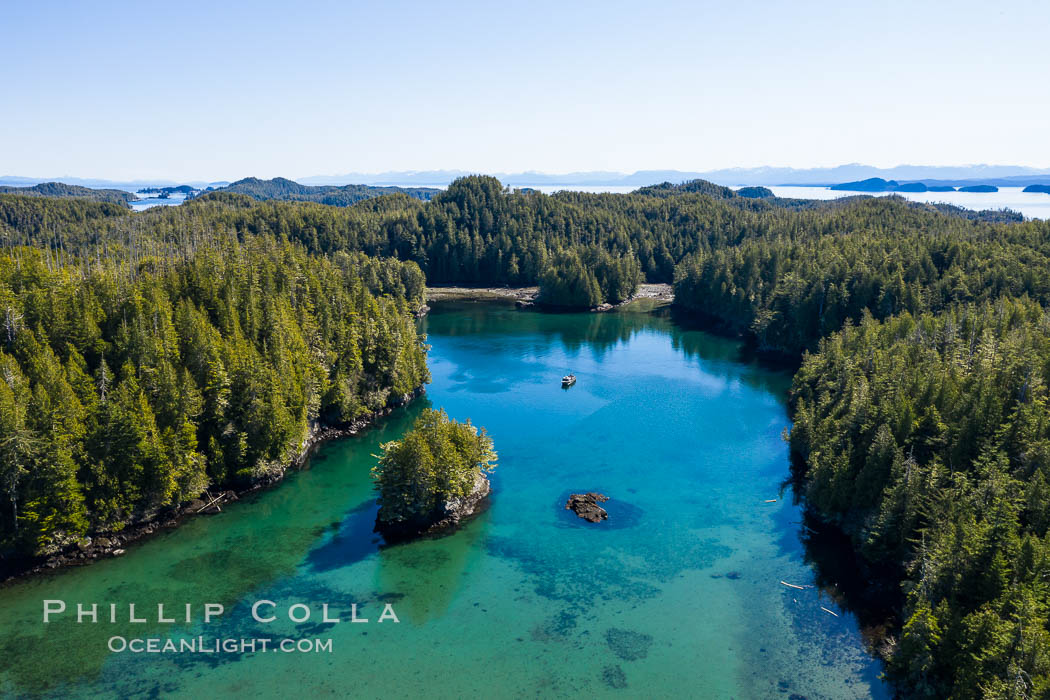 Kent Island anchorage, aerial photo, British Columbia, Canada