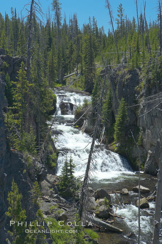 Kepler Cascades, a 120 foot drop in the Firehole River, near Old Faithful. Yellowstone National Park, Wyoming, USA, natural history stock photograph, photo id 13315