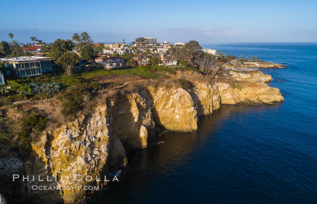 La Jolla Caves and Coastline, Goldfish Point, Aerial Photo. California, USA, natural history stock photograph, photo id 38153