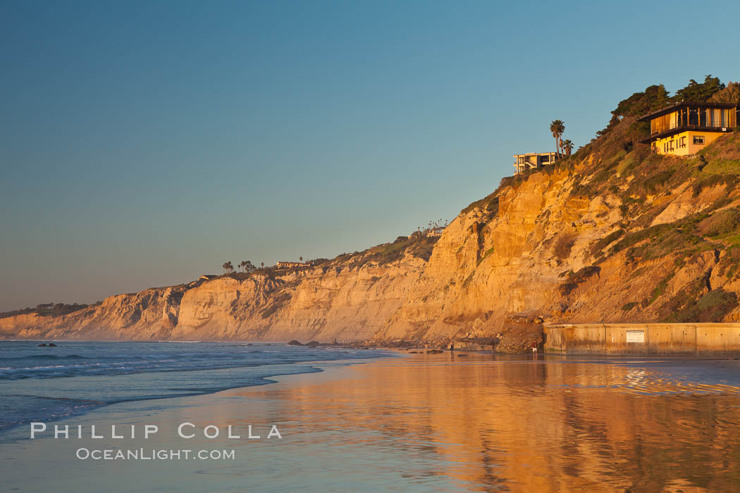 La Jolla Coastline, including Black's Beach, Torrey Pines State Reserve, sunset. Scripps Institution of Oceanography, California, USA, natural history stock photograph, photo id 26544
