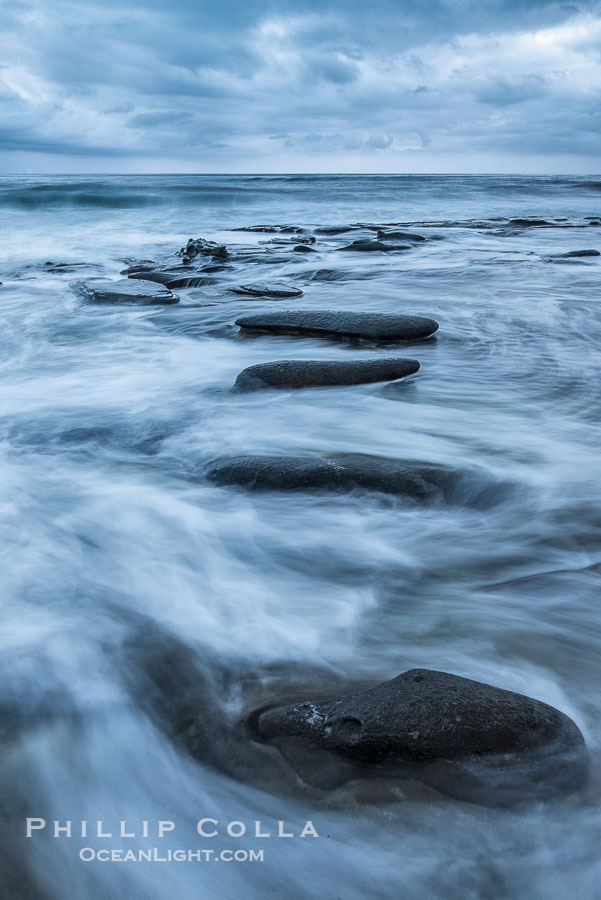La Jolla reef and clouds, surf, early morning., natural history stock photograph, photo id 30386