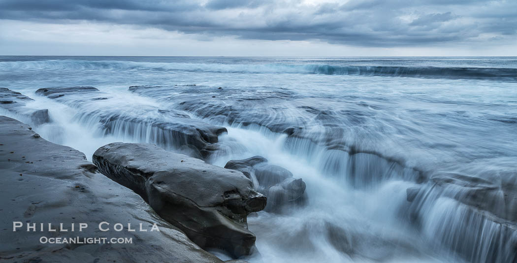 La Jolla reef and clouds, surf, early morning., natural history stock photograph, photo id 30387