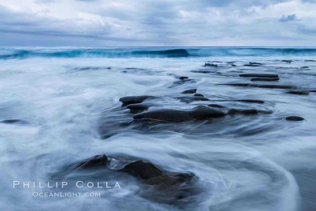 La Jolla reef and clouds, surf, early morning. California, USA, natural history stock photograph, photo id 30385