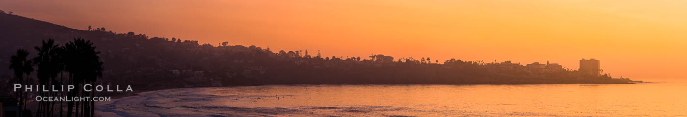 La Jolla sunset, Point La Jolla to the right, Mount Soledad to the left. California, USA, natural history stock photograph, photo id 28267