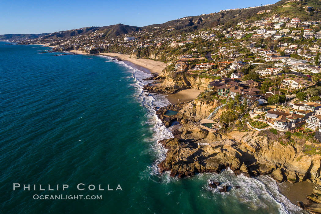 La Senda Point and 1000 Steps Beach in Laguna, aerial photo. Laguna Beach, California, USA, natural history stock photograph, photo id 38113