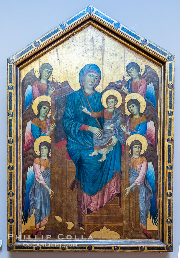 La Vierge et l'Enfant en majeste entoures de six anges (Maeste), Vers 1280, Cenni di Pepe, dit CIMABUE (Connu e Rome, Pise, Assise et Florence de 1272 - 1302), Musee du Louvre, Paris., natural history stock photograph, photo id 35648