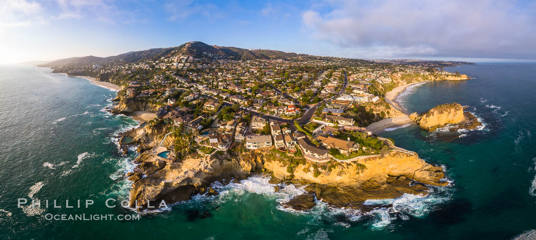 Laguna Beach Coastline including Views South to Three Arch Bay, Aerial Photo. California, USA, natural history stock photograph, photo id 37978