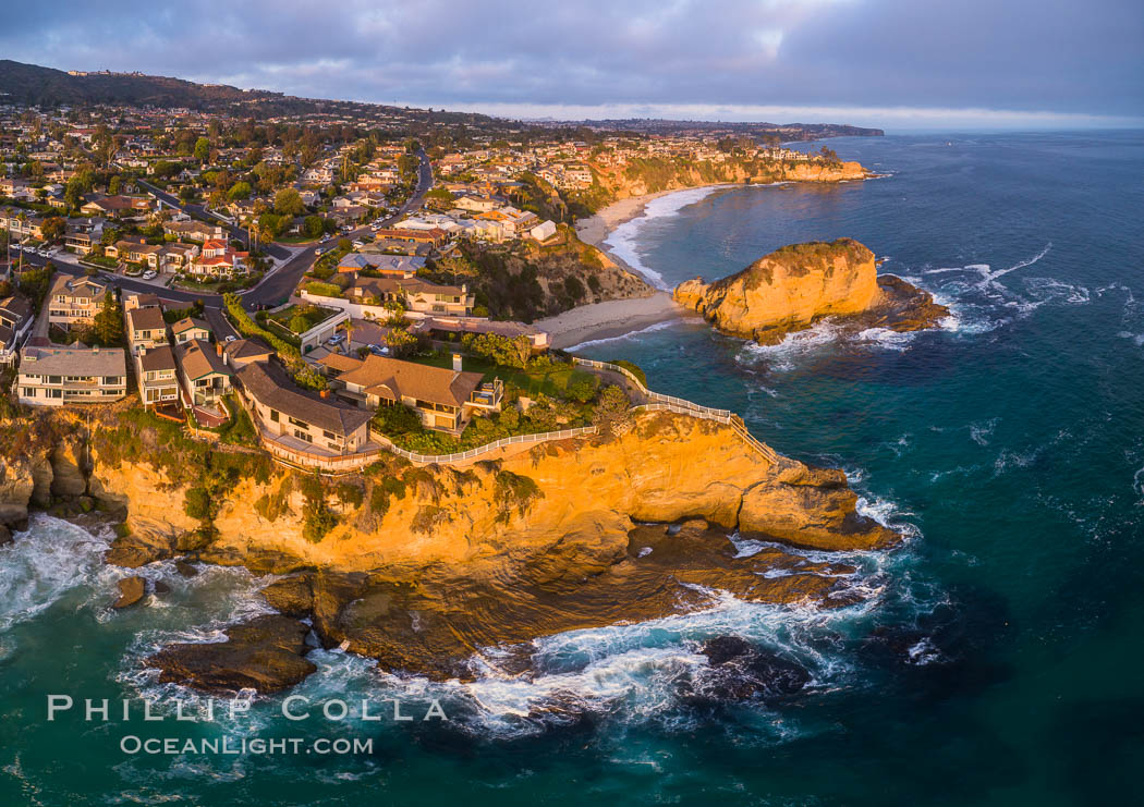 Laguna Beach Coastline including Views South to Three Arch Bay, Aerial Photo. California, USA, natural history stock photograph, photo id 38082