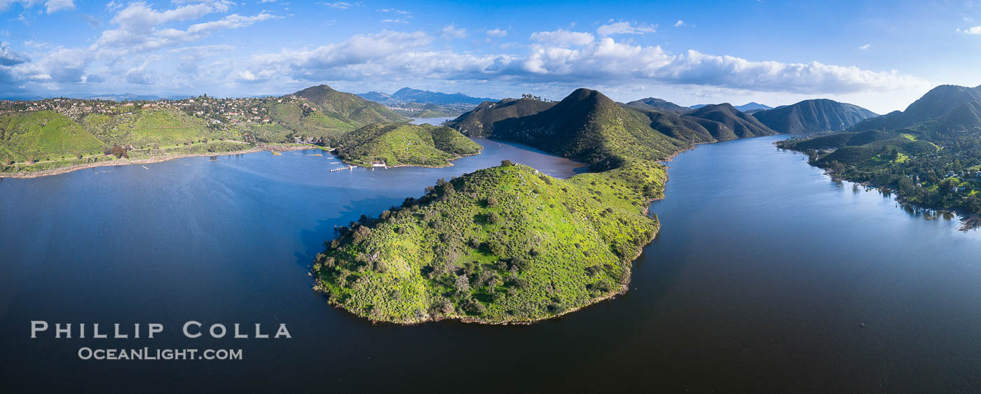 Lake Hodges and Fletcher Point, aerial photo. Escondido, California, USA, natural history stock photograph, photo id 38243