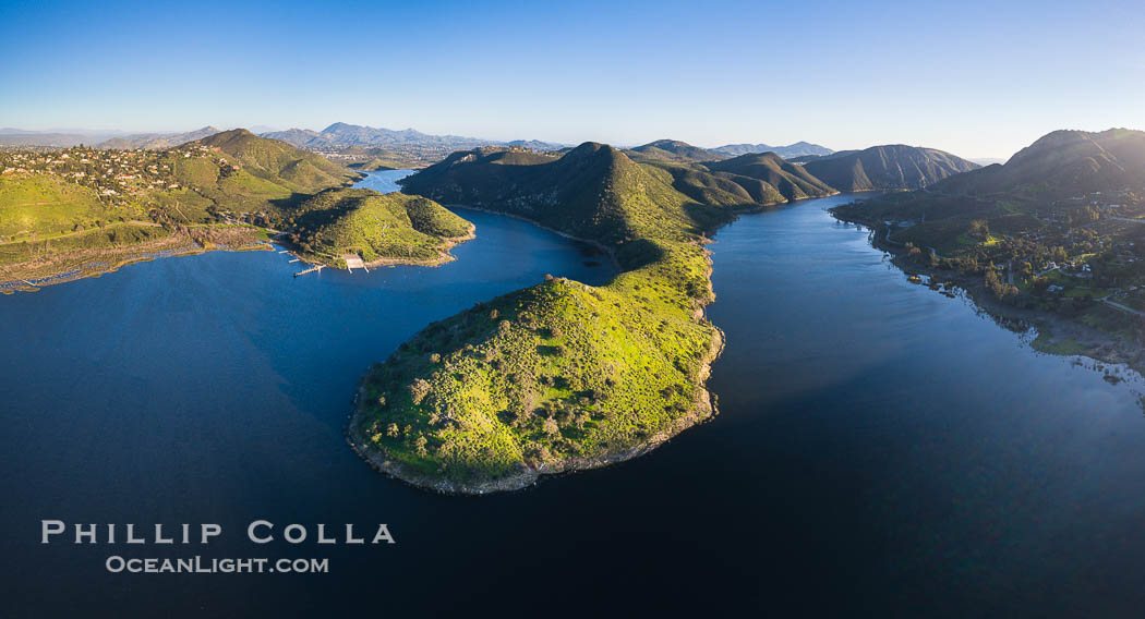Lake Hodges reservoir, aerial panoramic photo, San Diego. Escondido, California, USA, natural history stock photograph, photo id 38218