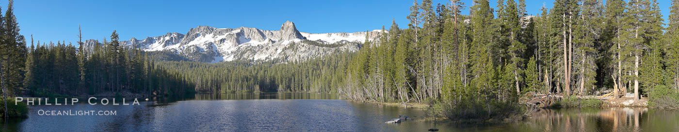 Panorama of Lake Mamie in the Mammoth Lakes basin, early morning. California, USA, natural history stock photograph, photo id 19125