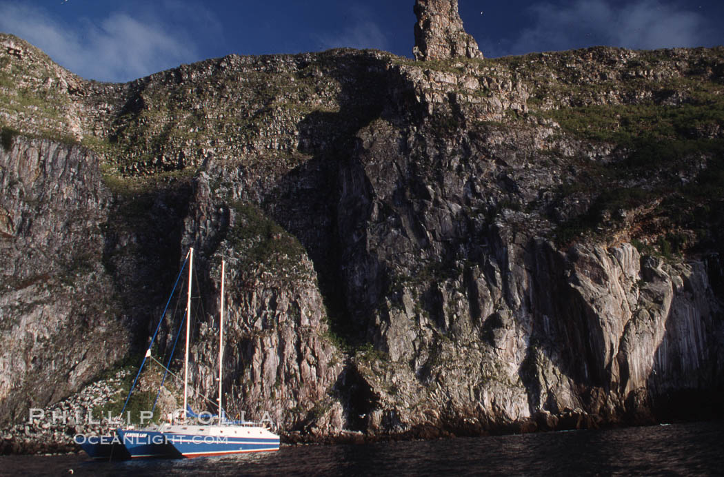 Boat Lammer Law anchored at Wolf Island. Galapagos Islands, Ecuador, natural history stock photograph, photo id 05576