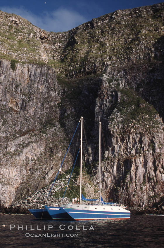 Boat Lammer Law anchored at Wolf Island. Galapagos Islands, Ecuador, natural history stock photograph, photo id 05575