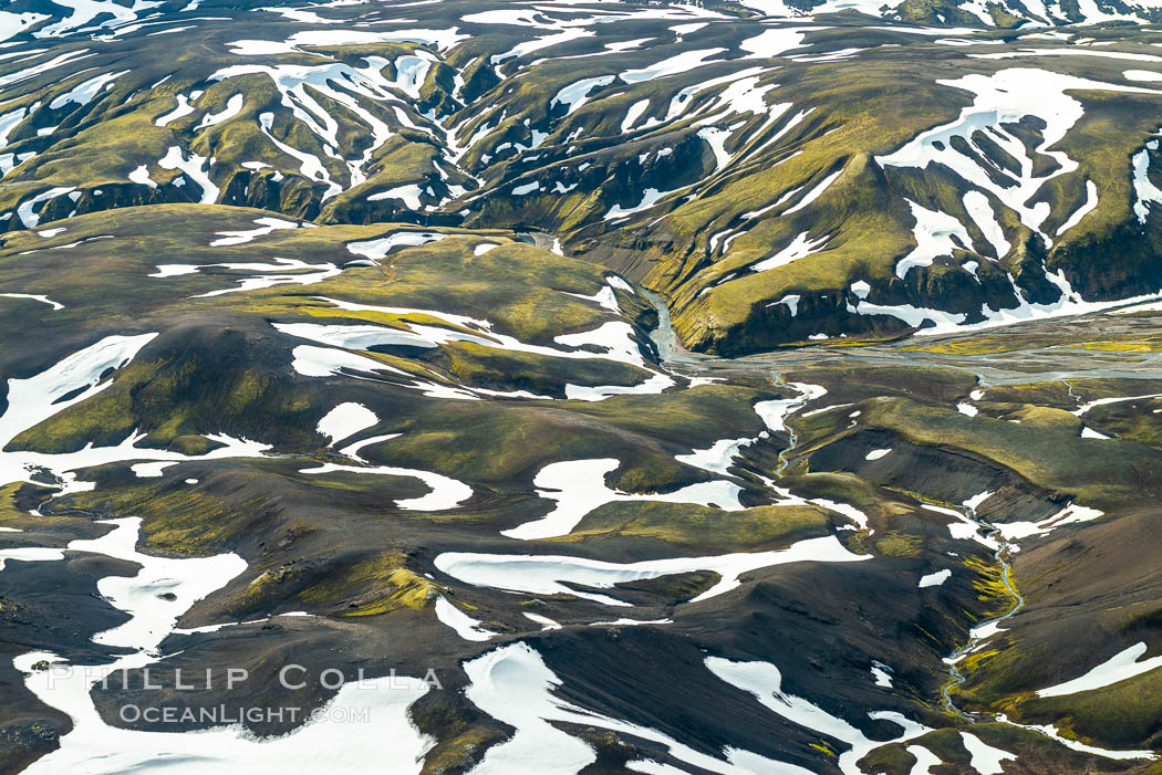 Landmannalaugar highlands region of Iceland, aerial view., natural history stock photograph, photo id 35739