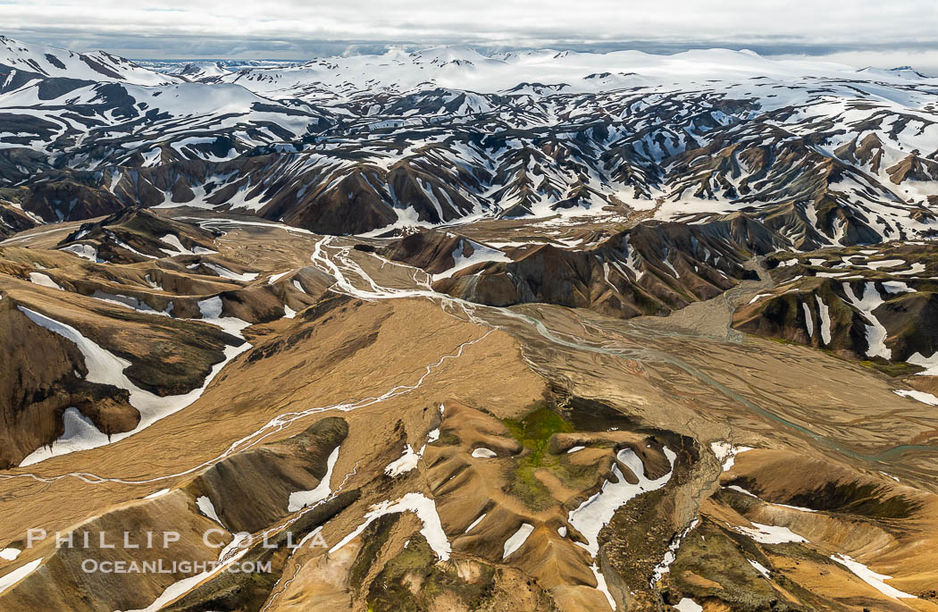 Landmannalaugar highlands region of Iceland, aerial view., natural history stock photograph, photo id 35765