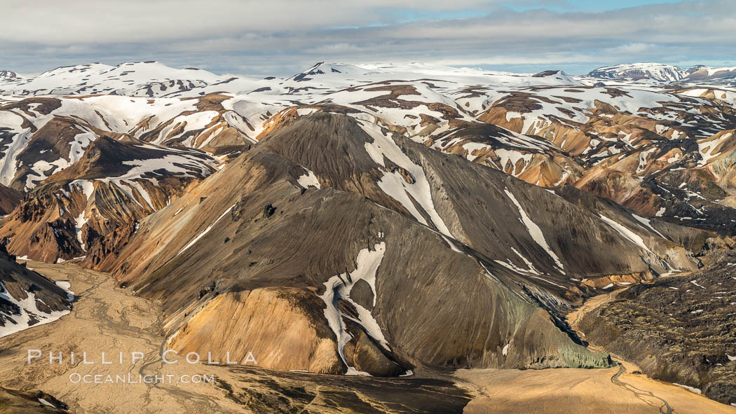 Landmannalaugar highlands region of Iceland, aerial view., natural history stock photograph, photo id 35773