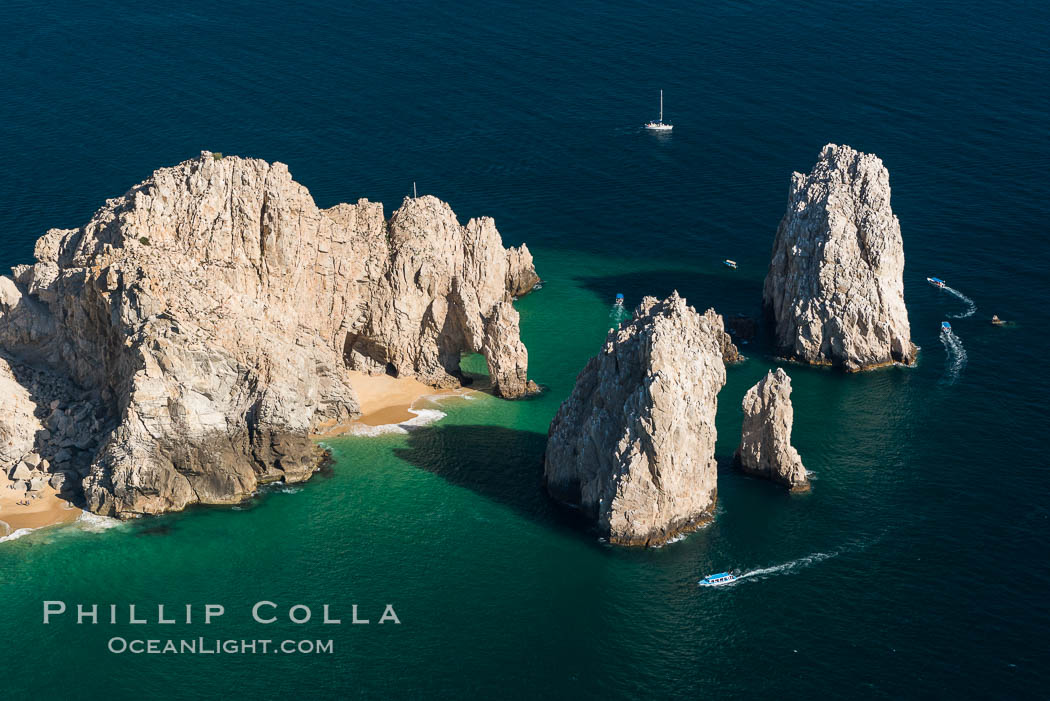 Aerial photograph of Land's End and the Arch, Cabo San Lucas, Mexico. Baja California, natural history stock photograph, photo id 28890