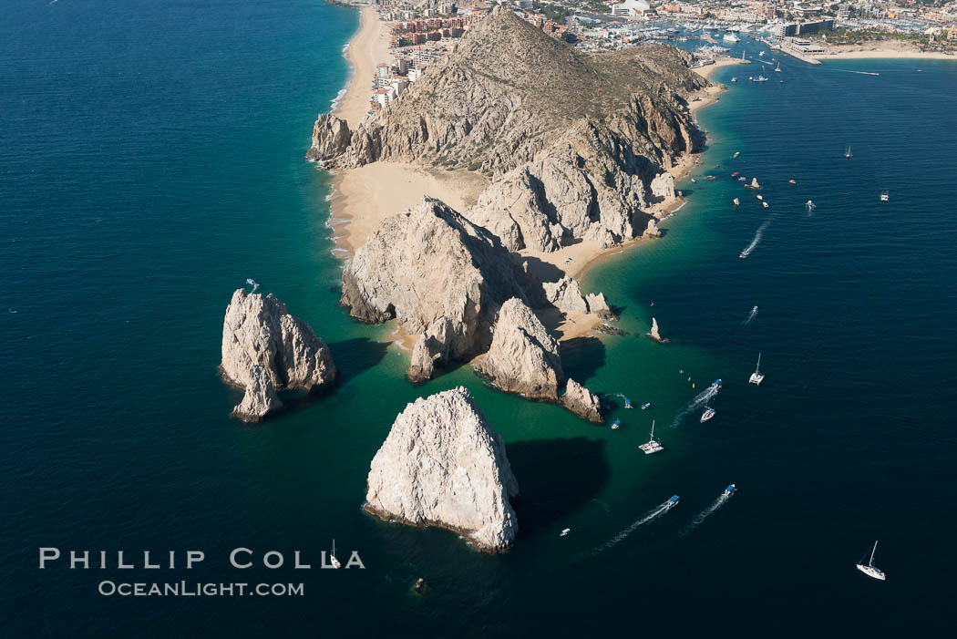 Aerial photograph of Land's End and the Arch, Cabo San Lucas, Mexico. Baja California, natural history stock photograph, photo id 28894