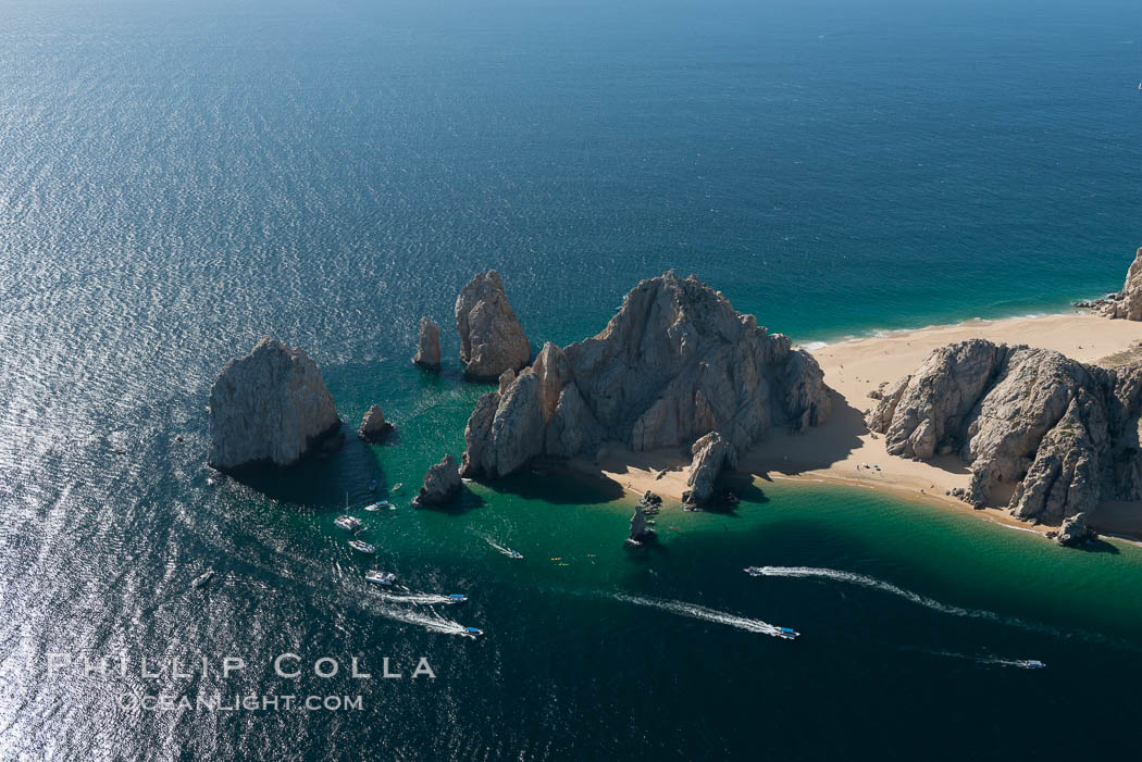 Aerial photograph of Land's End and the Arch, Cabo San Lucas, Mexico. Baja California, natural history stock photograph, photo id 28898