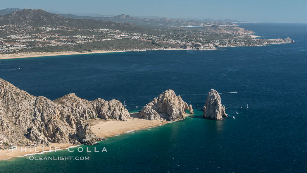 Aerial photograph of Land's End and the Arch, Cabo San Lucas, Mexico. Baja California, natural history stock photograph, photo id 28888