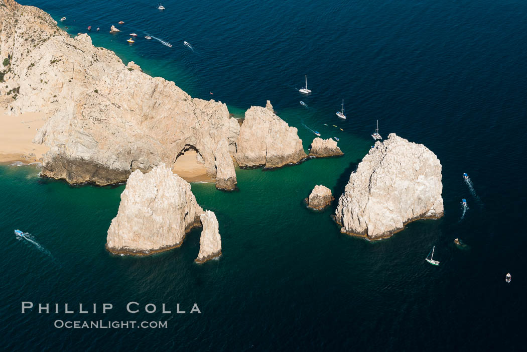 Aerial photograph of Land's End and the Arch, Cabo San Lucas, Mexico. Baja California, natural history stock photograph, photo id 28892