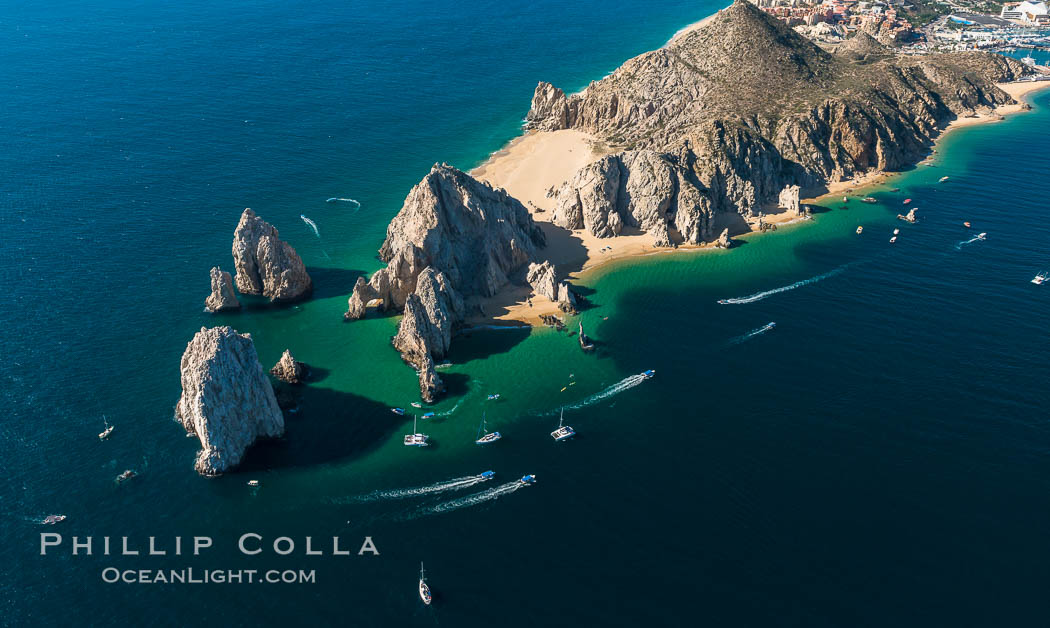 Aerial photograph of Land's End and the Arch, Cabo San Lucas, Mexico. Baja California, natural history stock photograph, photo id 28896