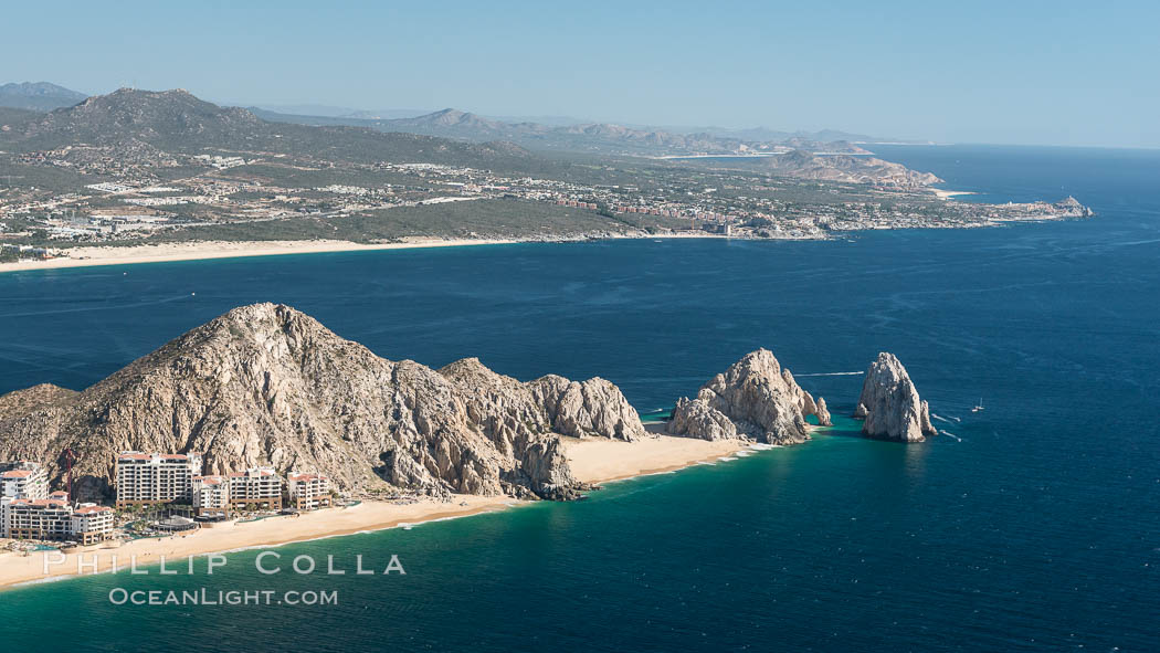 Aerial photograph of Land's End and the Arch, Cabo San Lucas, Mexico. Baja California, natural history stock photograph, photo id 28887