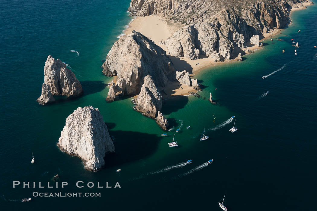 Aerial photograph of Land's End and the Arch, Cabo San Lucas, Mexico. Baja California, natural history stock photograph, photo id 28895
