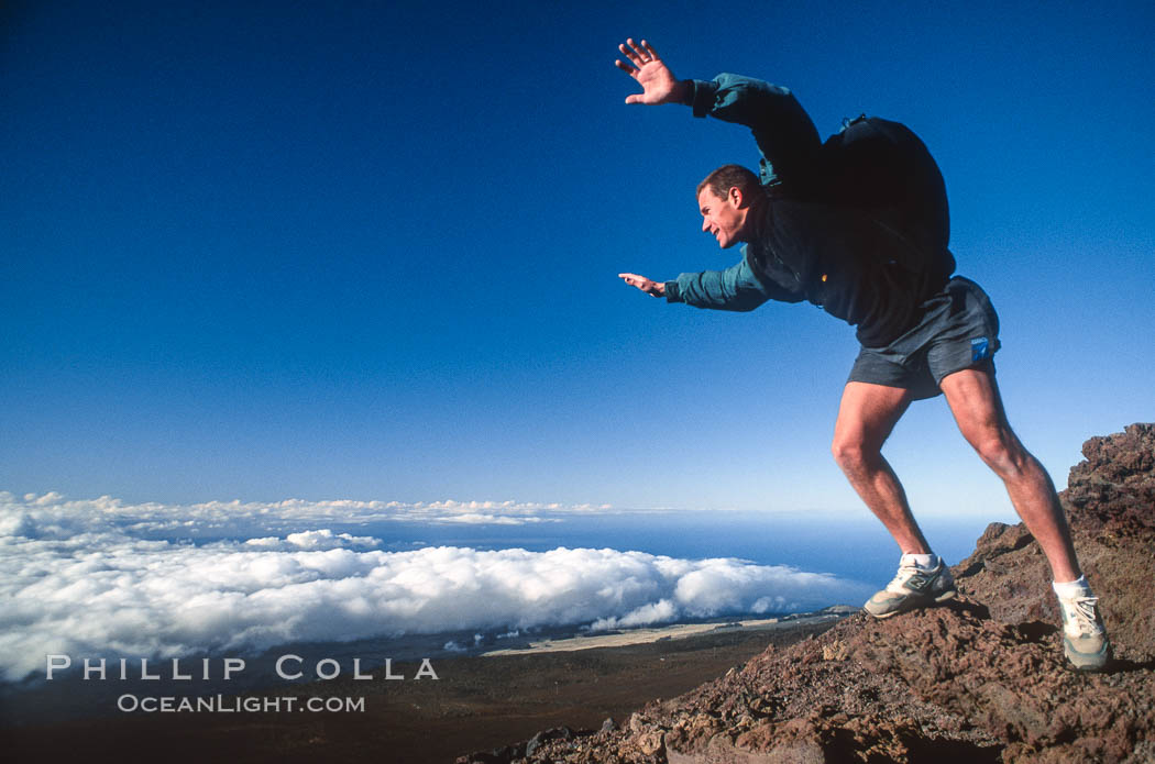 Leaping off  Haleakala, Maui, Hawaii., natural history stock photograph, photo id 36207