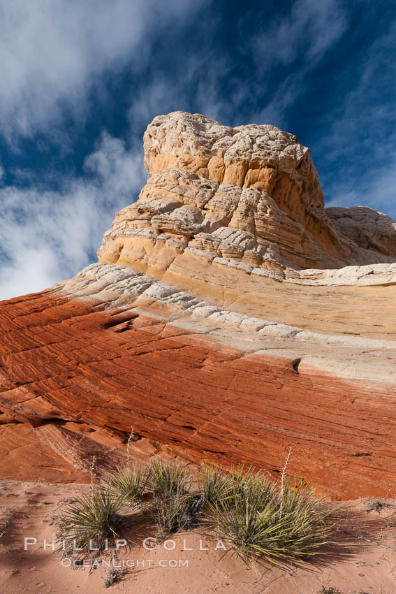 Brilliant red striations around the base of this pinnacle are responsible for its name: the Lollipop. White Pocket, Vermillion Cliffs National Monument, Arizona, USA, natural history stock photograph, photo id 26663