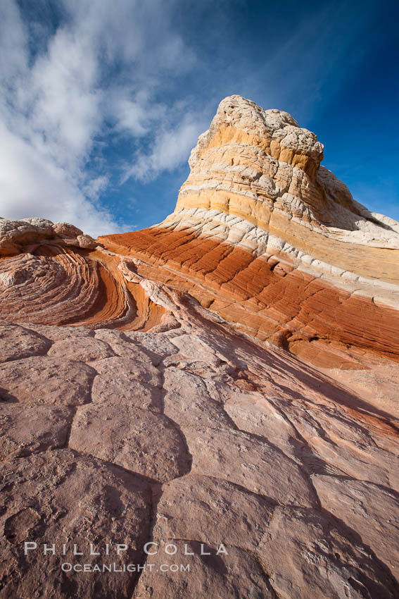 Brilliant red striations around the base of this pinnacle are responsible for its name: the Lollipop. White Pocket, Vermillion Cliffs National Monument, Arizona, USA, natural history stock photograph, photo id 26661