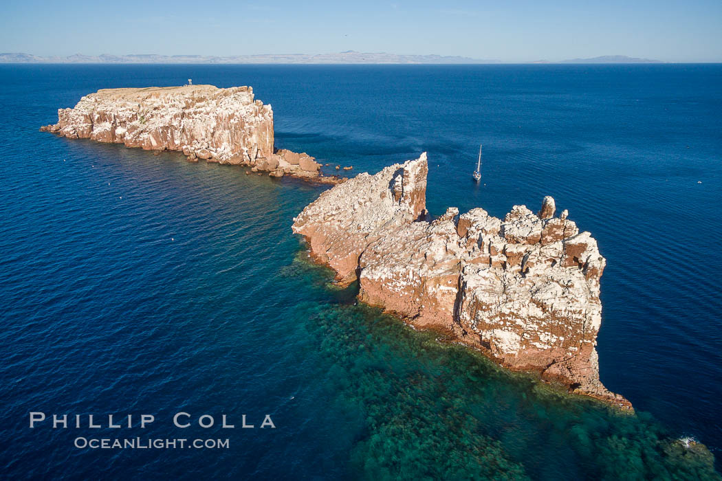 Los Islotes, part of Archipelago Espiritu Santo, Sea of Cortez, Aerial Photo. Baja California, Mexico, natural history stock photograph, photo id 32382