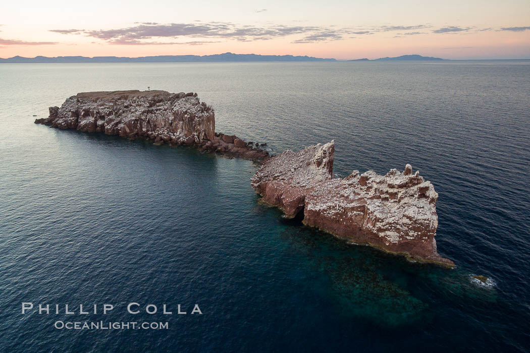 Los Islotes, part of Archipelago Espiritu Santo, Sea of Cortez, Aerial Photo. Baja California, Mexico, natural history stock photograph, photo id 32398