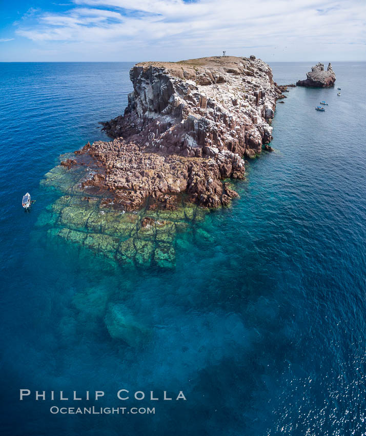 Los Islotes, part of Archipelago Espiritu Santo, Sea of Cortez, Aerial Photo. Baja California, Mexico, natural history stock photograph, photo id 32408