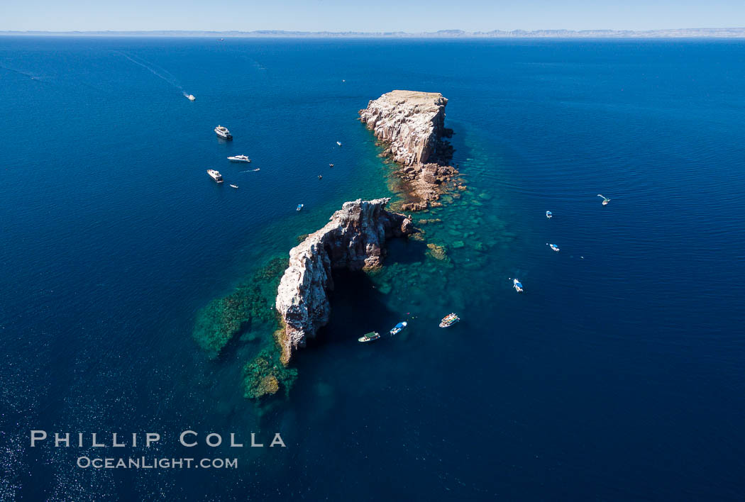 Los Islotes, part of Archipelago Espiritu Santo, Sea of Cortez, Aerial Photo. Baja California, Mexico, natural history stock photograph, photo id 32387