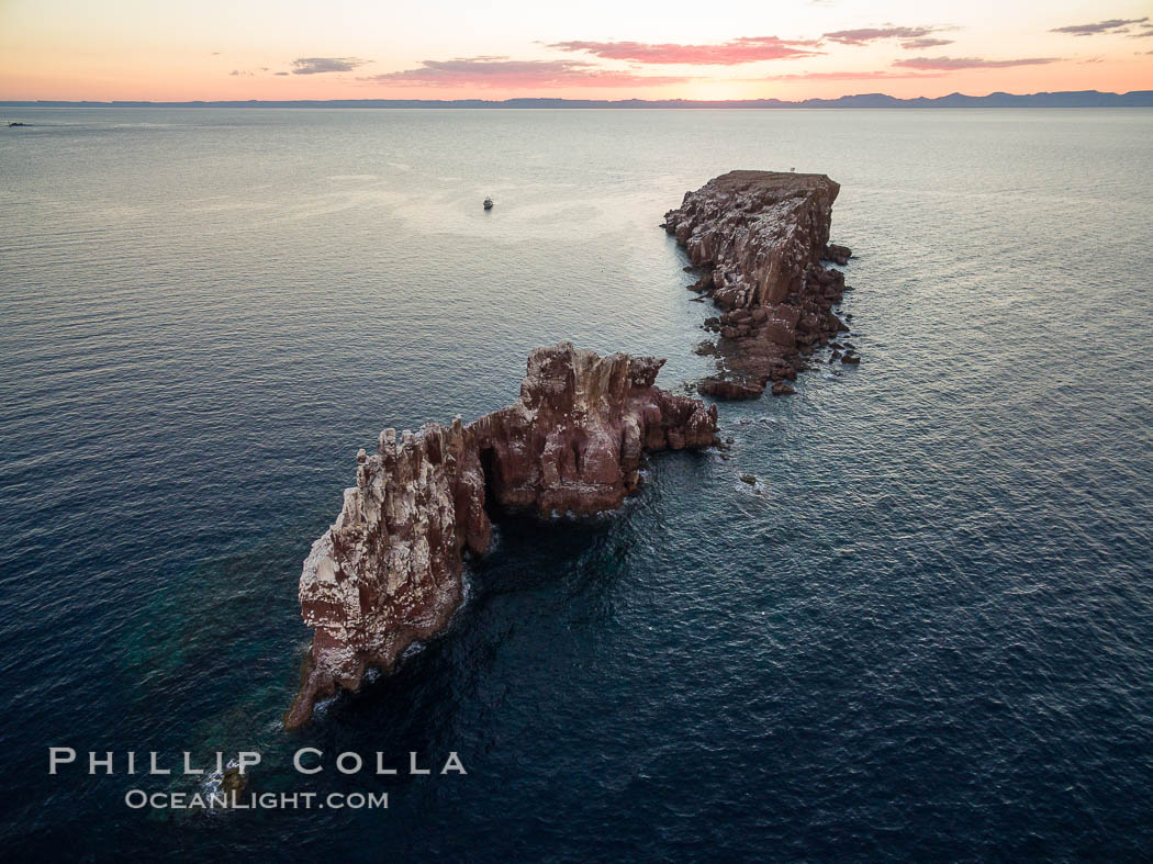 Los Islotes, part of Archipelago Espiritu Santo, Sea of Cortez, Aerial Photo. Baja California, Mexico, natural history stock photograph, photo id 32399