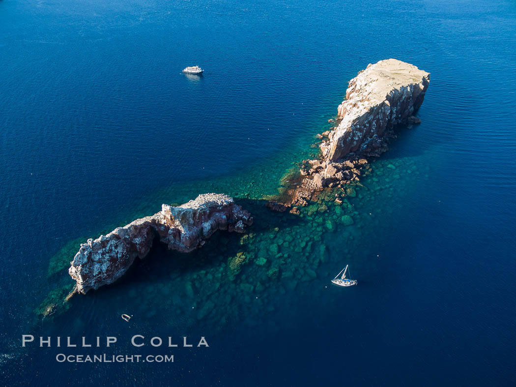 Los Islotes, part of Archipelago Espiritu Santo, Sea of Cortez, Aerial Photo. Baja California, Mexico, natural history stock photograph, photo id 32385