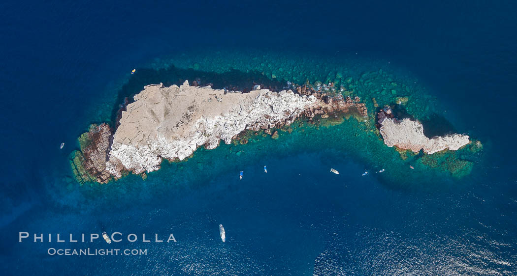 Los Islotes, famous for its friendly colony of California sea lions, part of Archipelago Espiritu Santo, Sea of Cortez, Aerial Photo. Baja California, Mexico, natural history stock photograph, photo id 32409