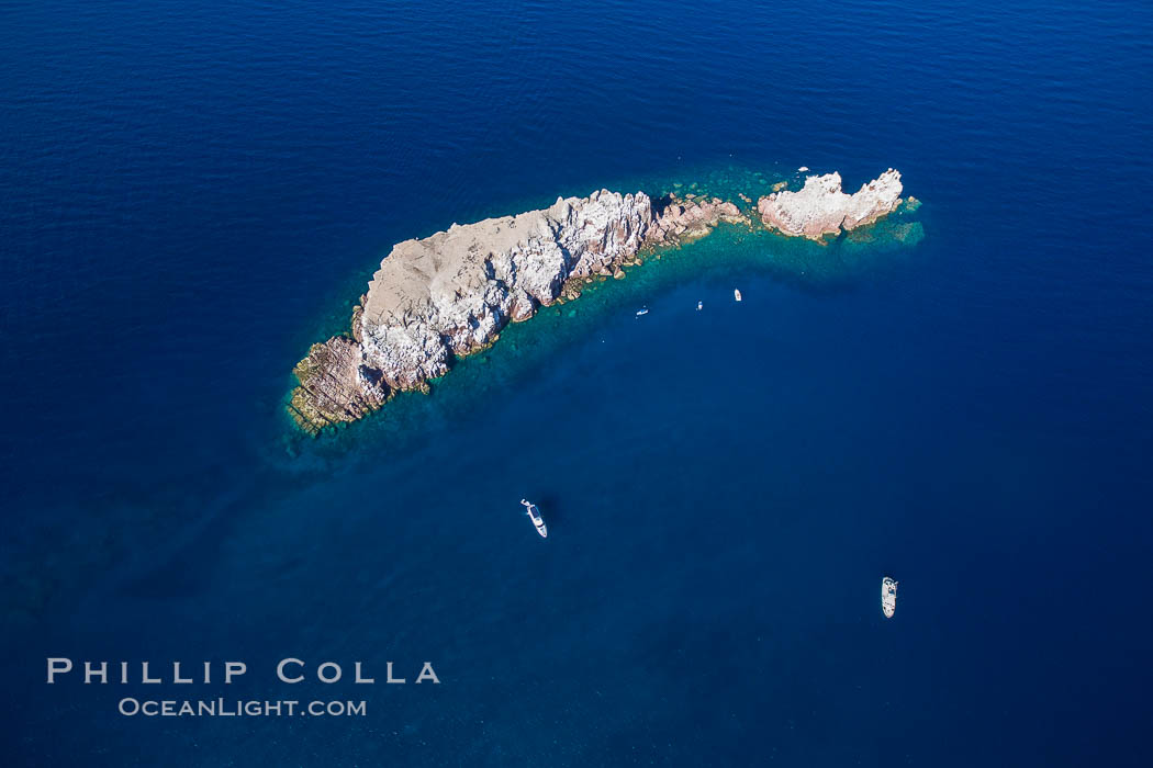 Los Islotes, part of Archipelago Espiritu Santo, Sea of Cortez, Aerial Photo. Baja California, Mexico, natural history stock photograph, photo id 32413