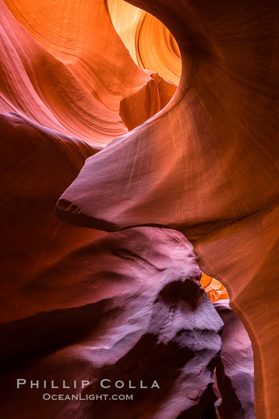Lower Antelope Canyon, a deep, narrow and spectacular slot canyon lying on Navajo Tribal lands near Page, Arizona., natural history stock photograph, photo id 28558
