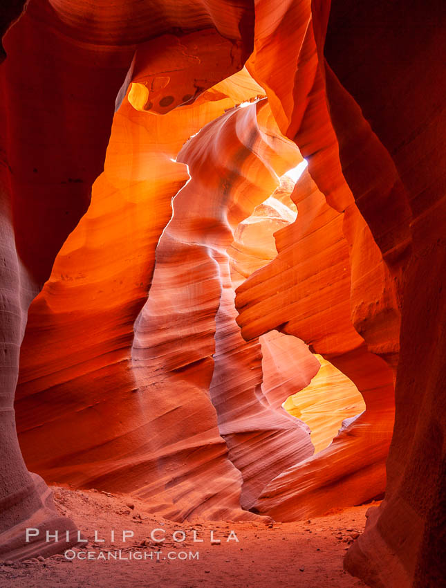 Lower Antelope Canyon, a deep, narrow and spectacular slot canyon lying on Navajo Tribal lands near Page, Arizona. Navajo Tribal Lands, USA, natural history stock photograph, photo id 26628