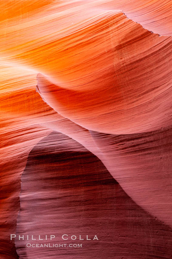 Lower Antelope Canyon, a deep, narrow and spectacular slot canyon lying on Navajo Tribal lands near Page, Arizona. Navajo Tribal Lands, USA, natural history stock photograph, photo id 26648