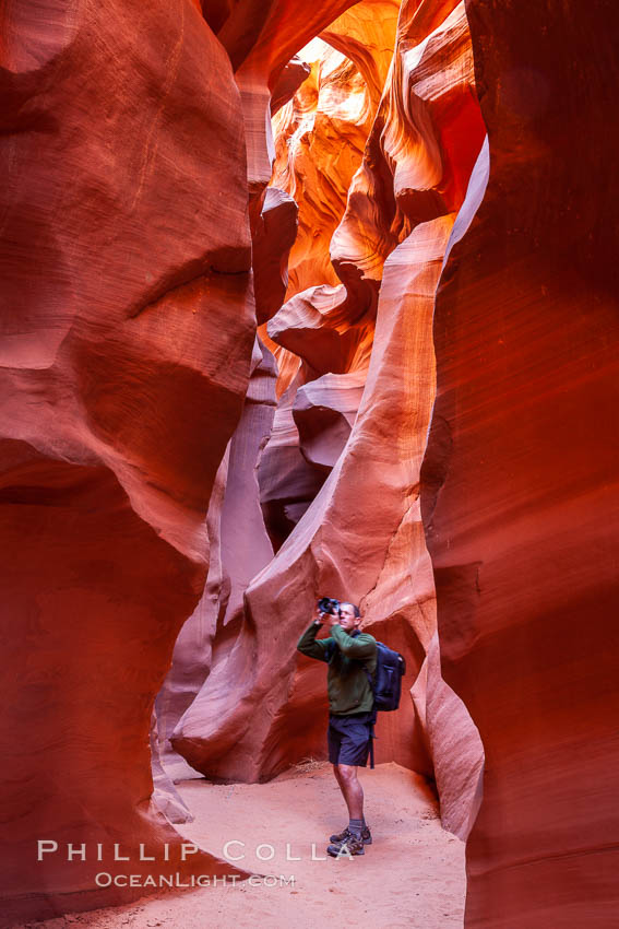 Lower Antelope Canyon, a deep, narrow and spectacular slot canyon lying on Navajo Tribal lands near Page, Arizona. Navajo Tribal Lands, USA, natural history stock photograph, photo id 26651