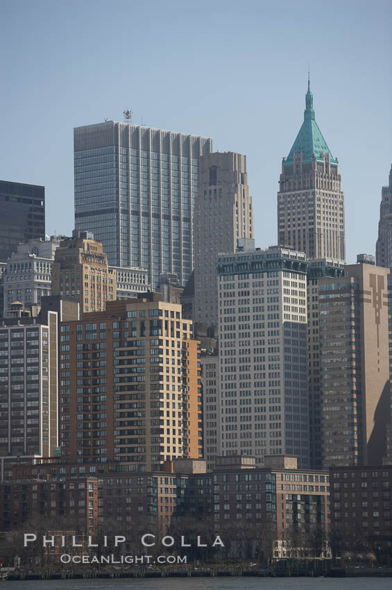 Lower Manhattan skyline viewed from the Hudson River. New York City, USA, natural history stock photograph, photo id 11106