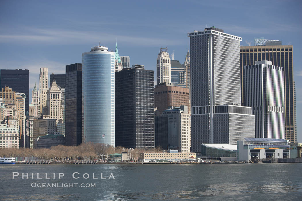 Lower Manhattan skyline viewed from the Brooklyn Bridge. New York City, USA, natural history stock photograph, photo id 11096