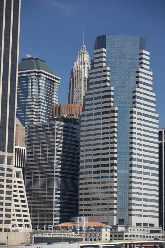 Lower Manhattan skyline viewed from the Hudson River. New York City, USA, natural history stock photograph, photo id 11100