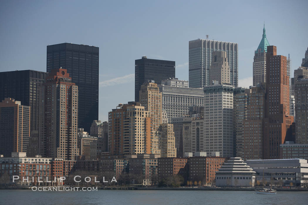 Lower Manhattan skyline viewed from the Hudson River. New York City, USA, natural history stock photograph, photo id 11108