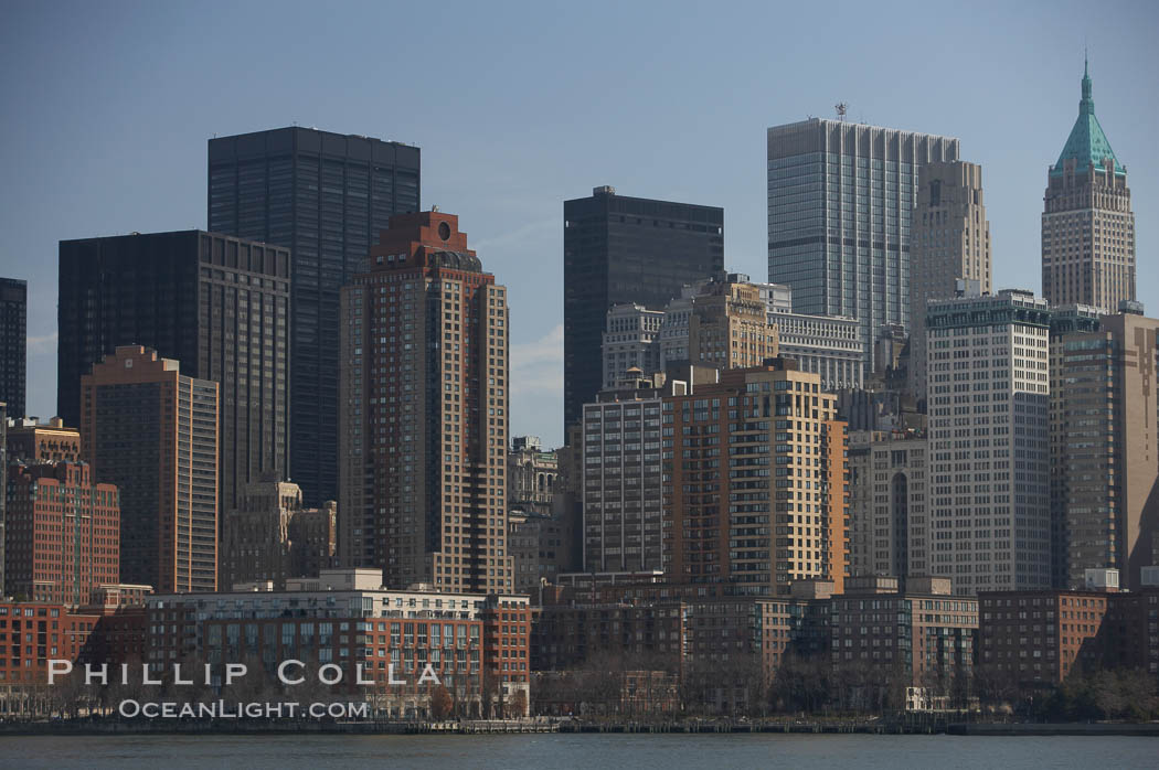Lower Manhattan skyline viewed from the Hudson River. New York City, USA, natural history stock photograph, photo id 11107