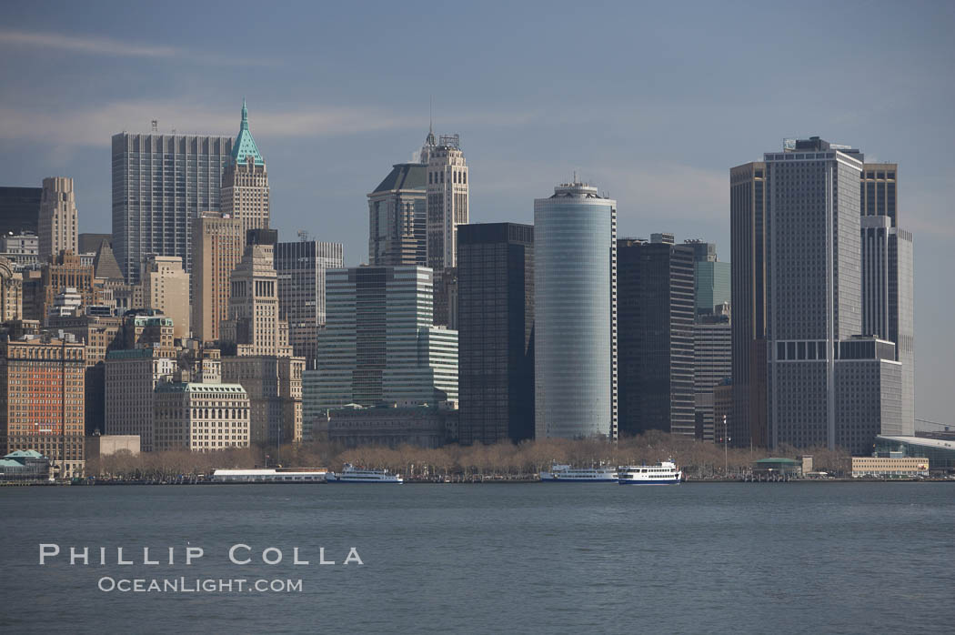 Lower Manhattan skyline viewed from the Hudson River. New York City, USA, natural history stock photograph, photo id 11111