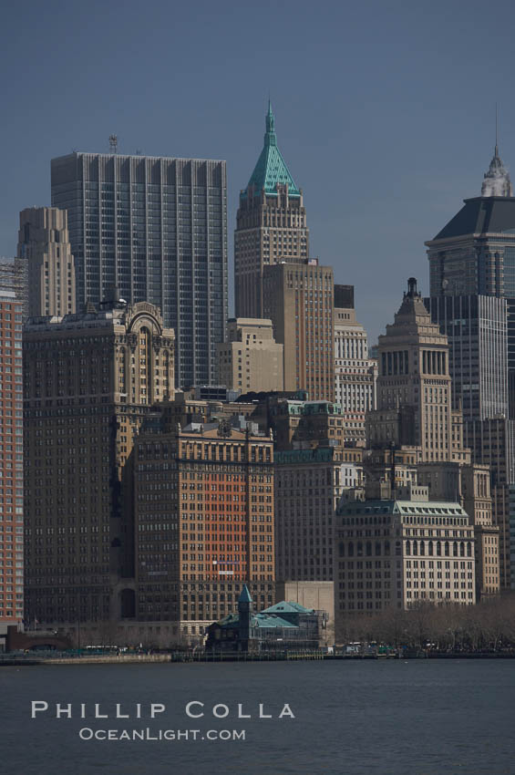 Lower Manhattan skyline viewed from the Hudson River. New York City, USA, natural history stock photograph, photo id 11109